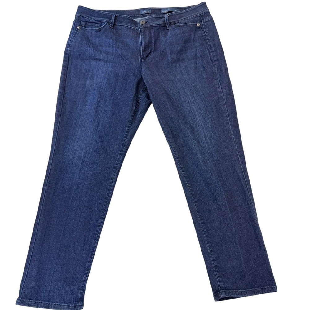 J. Jill Jeans Women's 14P Athletic Fit Slim Ankle Dark Blue Wash Denim